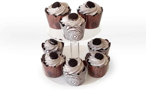 Miniatura 8 de Envoltorios de madera para cupcakes, 48 unidades, temática de bosque, decoraciones de fiesta occidental, decoración de campamento, tema de campo