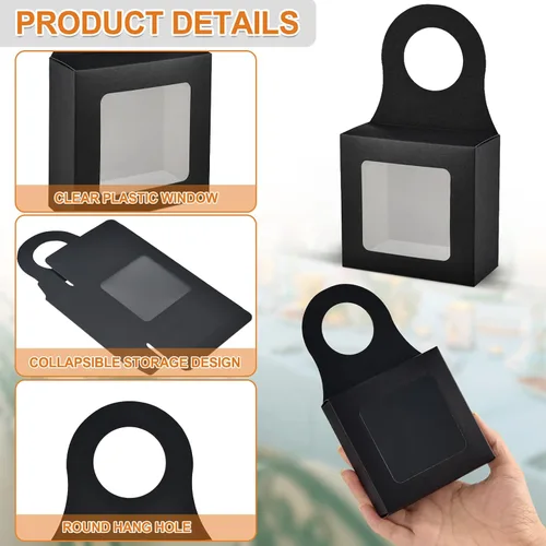 Miniatura 3 de Mototo 30 cajas de papel kraft para botellas de vino con colgador de ventana transparente, cajas de regalo vacías con colgador para San Valentín