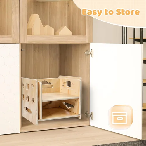 Miniatura 12 de Satisure Juego de Mesa y Silla de Destete Montessori, Juego de Mesa y Silla de Madera para Niños Pequeños, Mesa y Sillas para Niños de 1-3 Años