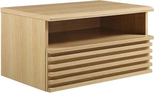 Miniatura 8 de Modway Render Mid-Century - Mesita de noche moderna para montaje en pared, color carbón