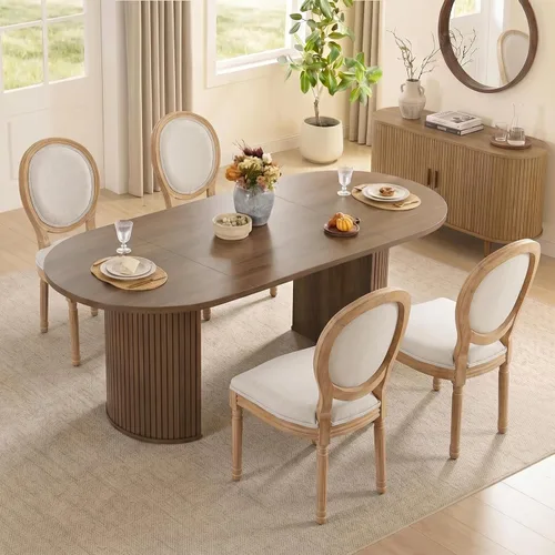 Miniatura 15 de SoarFlash Juego de mesa de cocina y sillas para 4, juego de mesa de comedor de 47 pulgadas para 4 personas con sillas tapizadas de terciopelo, juego
