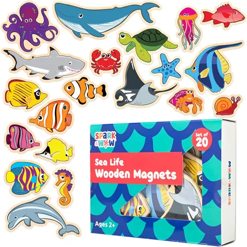 Miniatura 13 de Imanes de madera Spark & Wow Dinosaurios Imanes para niños de 2 años en adelante Juego de imaginación abierta Se adhieren a neveras