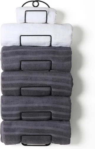 Miniatura 8 de Toallero de pared para baño, anaquel para toallas de baño, rejilla de metal para vinos