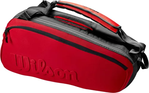 Wilson Clash V2 Super Tour - Bolsa para raqueta de tenis, color rojo y negro, con capacidad para hasta 6 raquetas