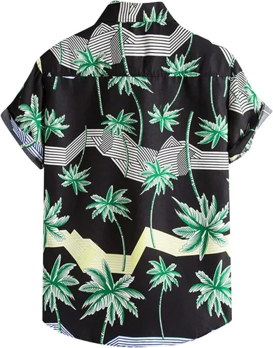 Miniatura 2 de Blusas elegantes con estampado de rayas para hombre, transpirables, elásticas, de manga corta, estilo Henley, talla grande, cuello alto