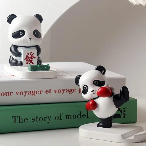 Miniatura 3 de Cute Panda Phone Stand for Desk Resin Bear Figurines Phone Holder White and Black Statue Kawaii Desk Accessories