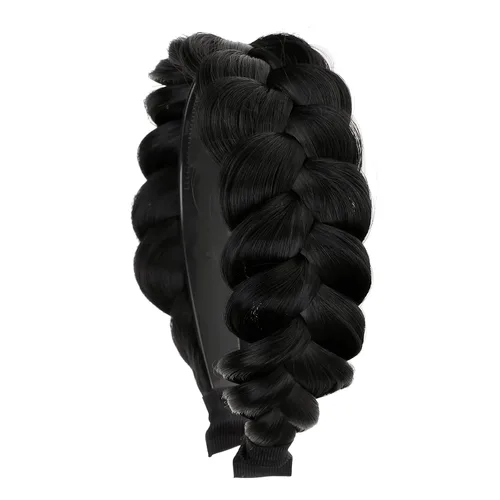 Miniatura 4 de Diadema trenzada de pelo sintético, aro de pelo clásico, grueso, ancho, trenzado, peluca de trenzas esponjosas, accesorio de belleza para mujeres