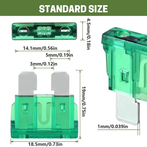 Miniatura 2 de LOCOPOW Kit de 100 fusibles de hoja estándar, kit surtido de fusibles para automóvil, fusibles para caravana, 5A/7.5A/10A/15A/20A/ 25A/ 30A/ 35A
