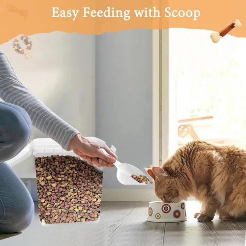 Miniatura 4 de Contenedor de almacenamiento de alimentos para perros y gatos de 5 a 10 libras con cuchara, recipiente hermético para comida para gatos, contenedor
