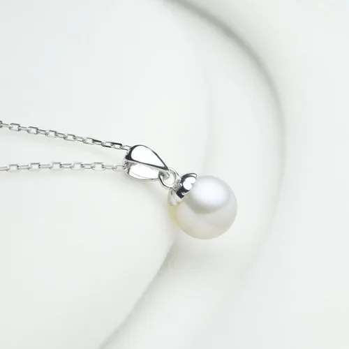 Miniatura 4 de AAAA - Collar redondo de perlas de plata de ley cultivadas de agua dulce para mujer, de 16 a 18 pulgadas