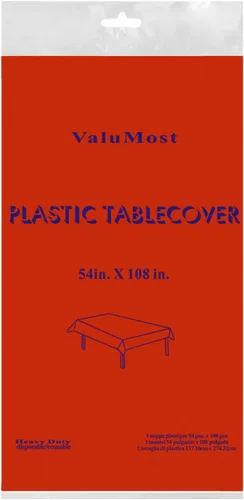 Miniatura 2 de Party Essentials ValuMost - Mantel de plástico disponible en 36 colores, 54 x 108 pulgadas, rojo