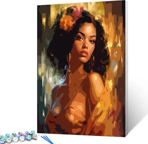 Miniatura 23 de Tucocoo Pintura por números para adultos, kits de pintura al óleo digital sobre lienzo con pinceles y pigmento acrílico, hermoso retrato de niña