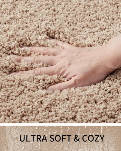 Miniatura 5 de Alfombras de baño antideslizantes, lavables, ultra gruesas, suaves, de microfibra absorbente, de látex de espuma de alta densidad, con respaldo Beige