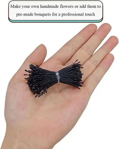 Miniatura 4 de HAHIYO 1000 piezas de 0.039 in negro perla doble cabeza flor Pistilo para hacer flores, decoración de álbumes de recortes, mini hecho a mano