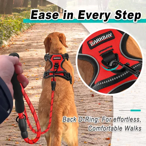 Miniatura 3 de BARKBAY Arnés para perro sin tirones para perros grandes, ajustable, reflectante, cómodo, sin estrangulamiento, resistente, perfecto para Rojo