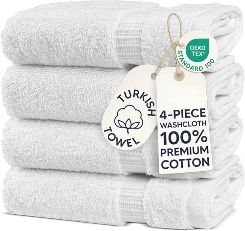 Miniatura 149 de Chakir Turkish Linens - Toallas turcas de 100% algodón, suaves y absorbentes (4 paños, color gris)