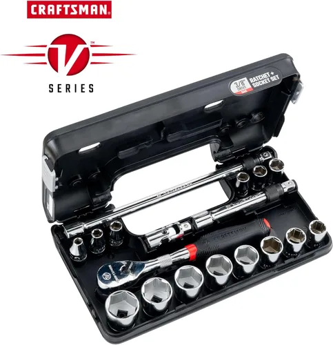 Miniatura 2 de Juego de llaves de tubo CRAFTSMAN V-SERIES, poco profundo SAE, accionamiento de 3/8 pulgadas, 18 piezas (CMMT45752V)