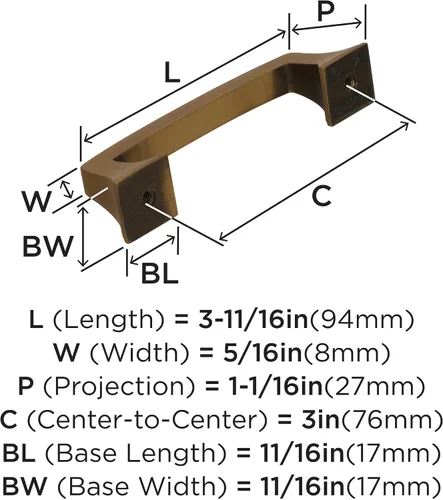 Miniatura 6 de Amerock Mango de gabinete Bronce dorado 3 pulgadas (76 mm) de centro a centro Mulholland paquete de 1 unidad Jaladera de cajón Asa