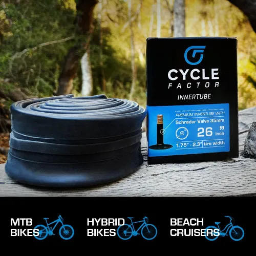 Miniatura 2 de Cycle Factor - Tubo interior de bicicleta híbrida de montaña de 26 pulgadas, repuesto de 26 x 1.75/2.3 pulgadas, válvula Schrader de 1.378 in