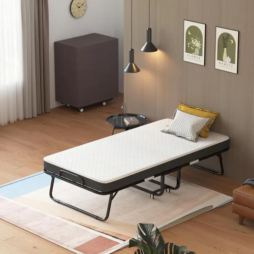 Miniatura 2 de MUTUN Cama plegable con colchón, 75 x 31 pulgadas, moderno, negro, colchón de espuma viscoelástica de 5 pulgadas, portátil, fácil de instalar