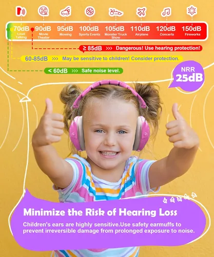Miniatura 3 de PROHEAR 032 2.0 Auriculares con cancelación de ruido para niños, reducción de ruido de 25 dB, orejeras sensoriales ajustables de protección de oídos