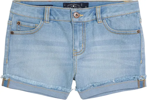 Lucky Brand Pantalones cortos de mezclilla con puños para niñas, jeans elásticos con 5 bolsillos, cintura de altura media a alta