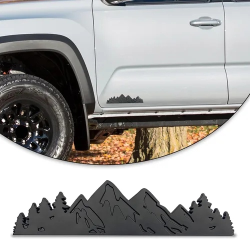 Miniatura 8 de Zhizhong Emblema de árbol de montaña de nieve de 7 pulgadas, insignia gráfica de montañas para maletero y portón trasero para automóvil, camión