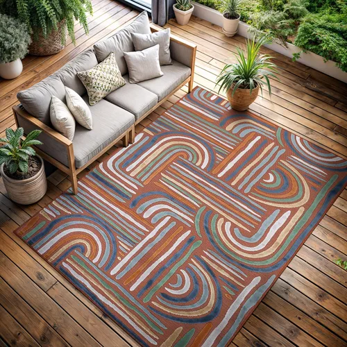Miniatura 92 de CAMILSON Alfombra para Interiores y Exteriores, Alfombras de Área Azules 5x7 con Hojas Tropicales Botánicas para Patios Interiores y Exteriores