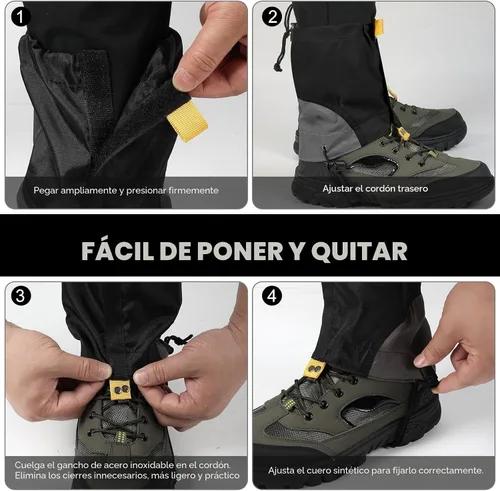 Miniatura 3 de Gators impermeables para botas y zapatos de senderismo, polainas ligeras ajustables para hombres y mujeres, polainas para senderismo, raquetas