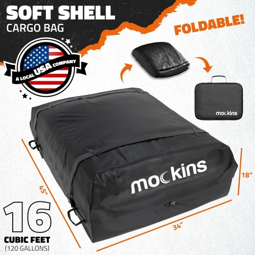 Miniatura 2 de Mockins Bolsa de Carga para Techo de Automóvil de 16 Pies Cúbicos Bolsa de Techo de 45"x34"x18" para Automóvil Sin Portaequipajes Portaequipajes