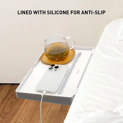Miniatura 5 de Sleeper Soporte para teléfono y organizador de cables forrado con silicona para mesita de noche antideslizante, espacio pequeño, debajo del colchón
