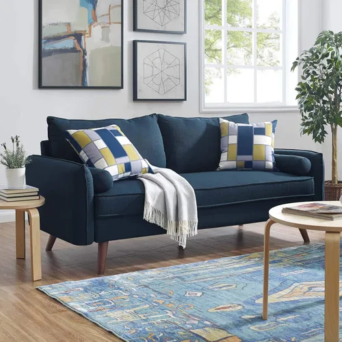 Modway Revive Sofá tapizado de tela moderna contemporánea en azul Celeste