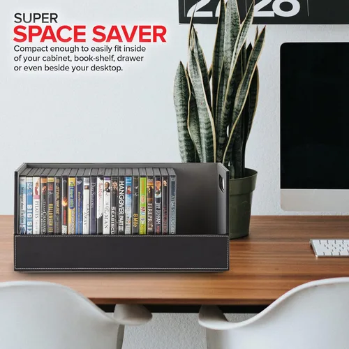 Miniatura 7 de Stock Your Home caja de almacenamiento de DVD, organizador de estante de películas para Blu-Ray, estuches de videojuegos, CDs, soporte para cintas