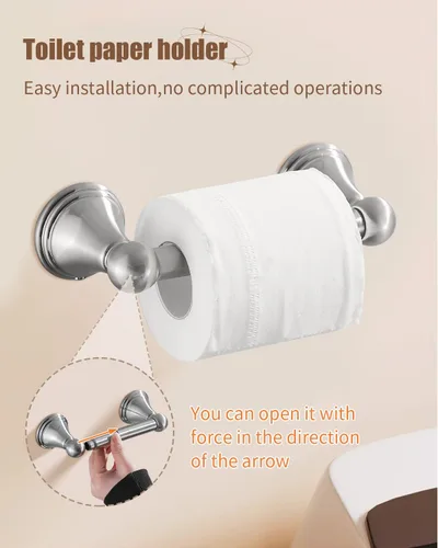 Miniatura 5 de Sagetta Juego de accesorios de baño de níquel, juego de accesorios de baño de 5 piezas, soporte de pared, incluye barra de toalla de 20 pulgadas