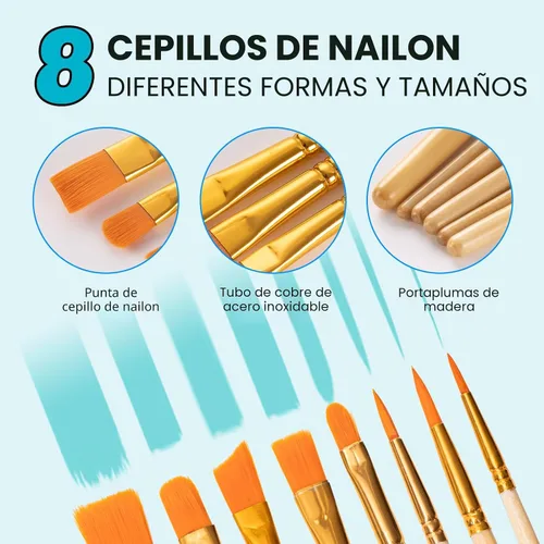 Miniatura 5 de koseibal Juego de pintura acrílica para niños, kit de suministros de pintura artística con 18 pinturas, 5 paneles de lienzo, 8 pinceles, caballete