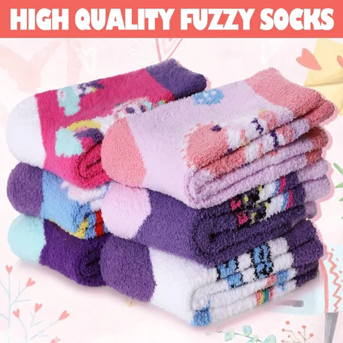 Miniatura 6 de DYW 6 pares de calcetines antideslizantes para niños y niñas y niños pequeños, con agarre antideslizante de animales, acogedores y esponjosos