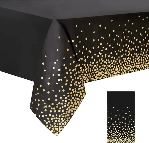 Miniatura 29 de 2 Empaques Mantel de Plástico Negro, 54 pulgadas x 108 pulgadas Cubierta de Mesa Rectangular Desechable para Fiestas, Adecuado para Cumpleaños