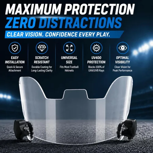 Miniatura 2 de Visera de fútbol transparente para adultos y jóvenes, protector de ojos con clips de visera de fútbol fácil de instalar para protección del casco