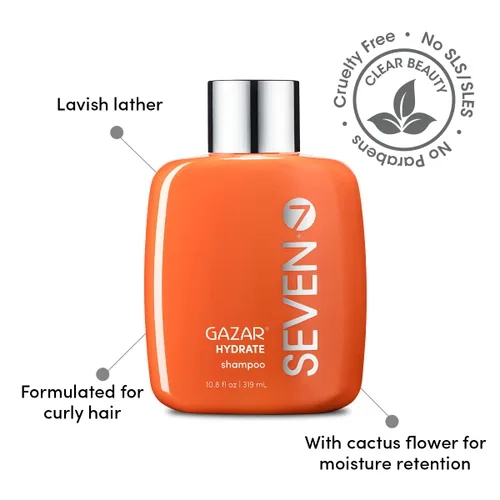Miniatura 3 de SEVEN Hair Care Gazar Hydrate Shampoo for Women & Men, Sulfate & Paraben Free, Cruelty Free with Pro Vitamin B5, Sugarcane + Moisturizing Cactus