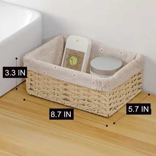 Miniatura 2 de Cesta de almacenamiento tejida de mimbre, organizador de juguetes, botes pequeños para despensa, regalos de dormitorio, estantes vacíos, cubo