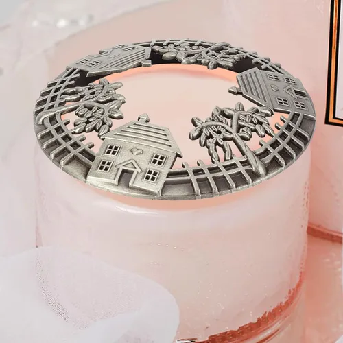 Miniatura 6 de GORGECRAFT Candle Toppers - Cubierta perfumada para velas, tapas de frascos, fundas para regalos, diseño de casa antigua de flores, accesorios