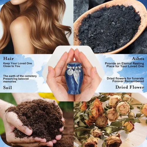 Miniatura 6 de Dletay Urnas pequeñas para cenizas humanas, recuerdo de 2.85 pulgadas, mini urna de cremación conmemorativa para mujeres y hombres, urnas funerarias