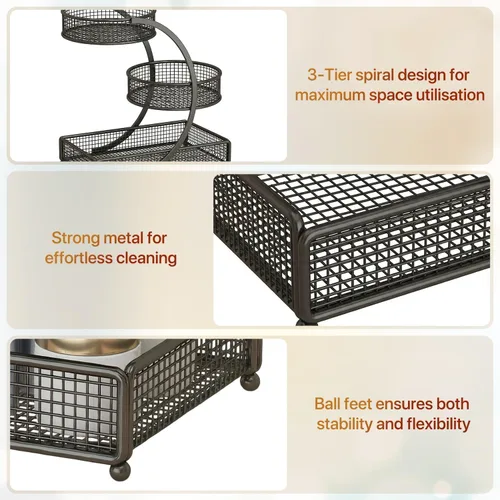Miniatura 5 de Organizador de maquillaje para tocador, organizador de encimera de baño de metal de 3 niveles, soporte de almacenamiento para el cuidado de la piel