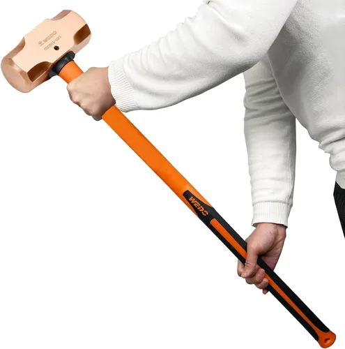 Miniatura 30 de WEDO Juego de martillo de trineo de cobre de 3 piezas, 3 lb+4 lb+5 libras, mango de fibra de vidrio, forja, resistente a la corrosión, estándar DIN