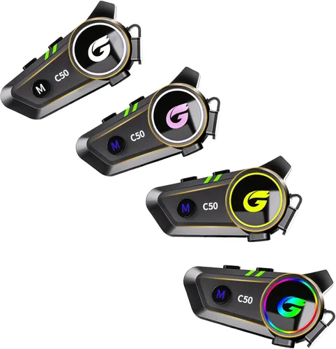 Miniatura 7 de Auriculares Bluetooth para casco de motocicleta con sonido estéreo, sistema de comunicación C50 de 2 vías de 1000 M, altavoces de intercomunicación