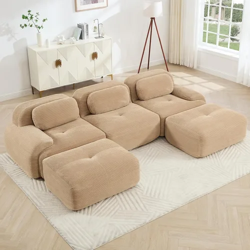 Miniatura 31 de Juego de sofás seccionales sin hueso de 117 pulgadas para sala de estar, modular en forma de L y sofá de 3 plazas con asiento profundo, almohadas