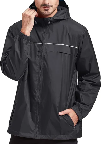 Miniatura 57 de SWISSWELL Chaqueta impermeable para hombre, rompevientos, ligera con capucha para uso diario casual