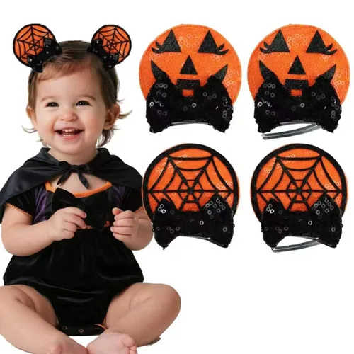 Miniatura 11 de Pinzas para orejas de ratón con lazo de lentejuelas brillantes, 2 pares, pasadores de pelo para niñas, accesorios para el cabello para decoración