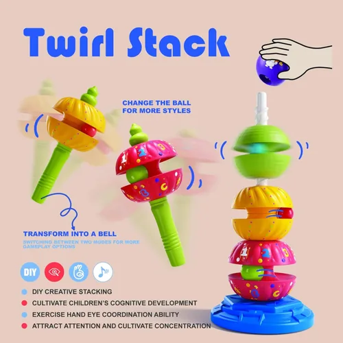 Miniatura 3 de Juguete giratorio apilable para bebé, juguete para autismo, aprendizaje sensorial, apilador en espiral, juguete Montessori para bebés, niñas, niños