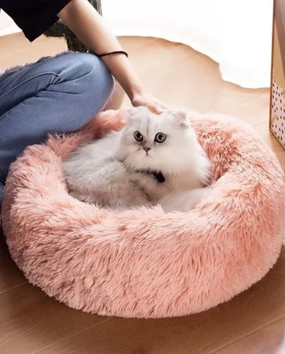 Miniatura 2 de Camas para gatos de interior – Cama para gatos lavable de 20/24 pulgadas, camas para perros pequeños y medianos, antiansiedad, cama redonda de felpa